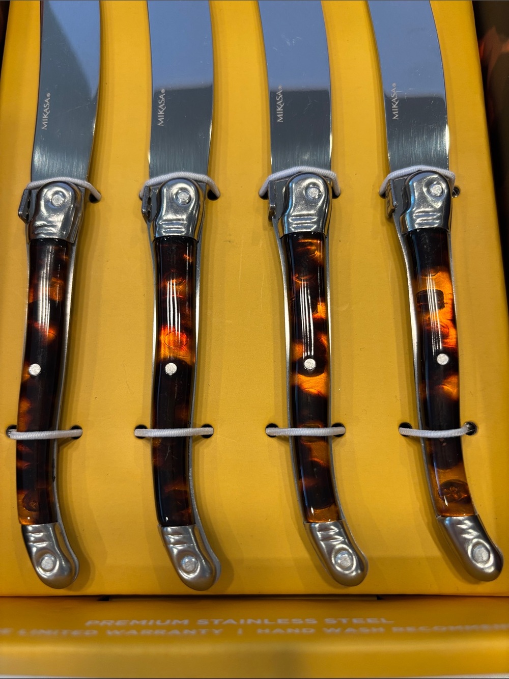 New - Mikasa Tortoise Shell Butter Cheese Knife Set of 4 - Picture 3 of 4